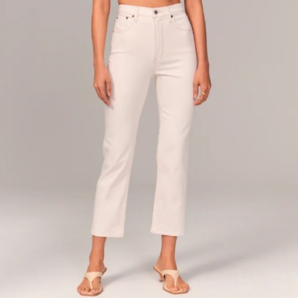 A&F Ankle Straight Ultra High Rise Jeans